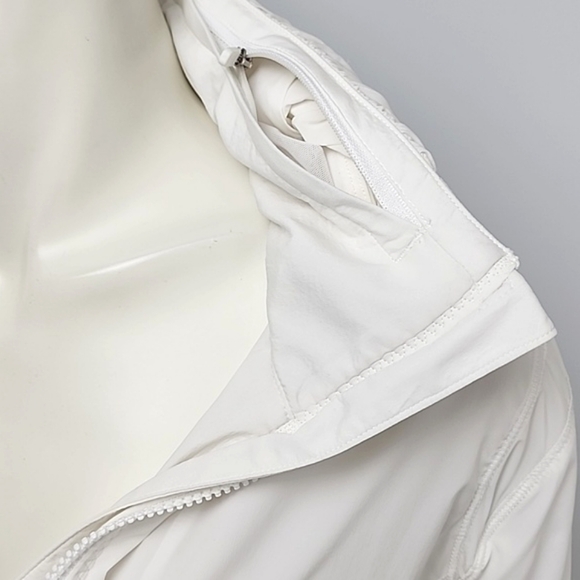 Lululemon Such  A Cinch Hooded Water Repellent Zip Jacket Tulip Hem White Sz 10 - Picture 8 of 14